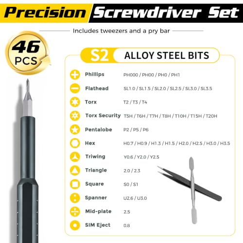 Banshu Precision Screwdriver Set, Professional Mini Repair Toolkit 46-Piece - size: 46-in-1