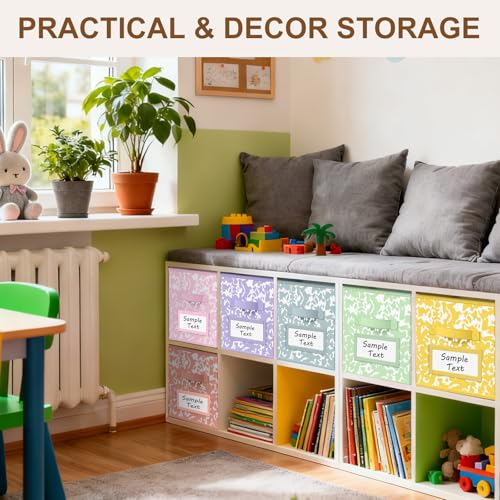 LemonRoad 6 Fabric Cube Storage Bin 11'' Classroom Bin, Macaron, Label - color: Macaron Color, style: Label