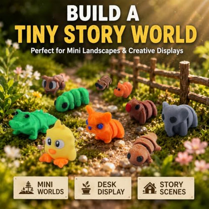200 Pcs 3D Printed Animals Bulk,Articulated Animal Figurines Set - color: Orange