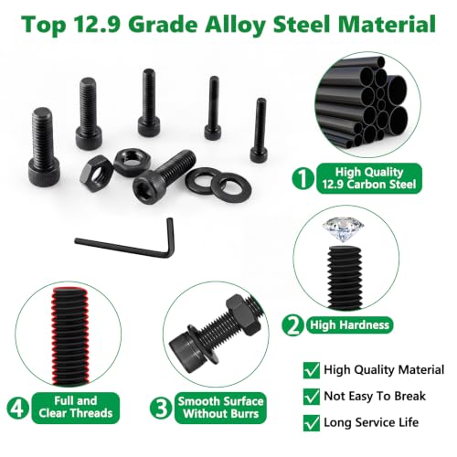 178PCS M6 Hex Socket Screw Assortment Kit, M6x8/10/12/16/20/25/30/35 mm - size: M6 178pcs 3