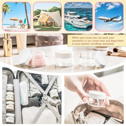 15 Pack 1oz Plastic Jars Round Clear Containers with Lids, 30ml Small Cosmetic Jars Makeup Containers, 1ounce Slime Jar Travel Cosmetic Container for Cream Salves Sample Lip Balm Lotion,White - color: White, size: 1oz-15pack