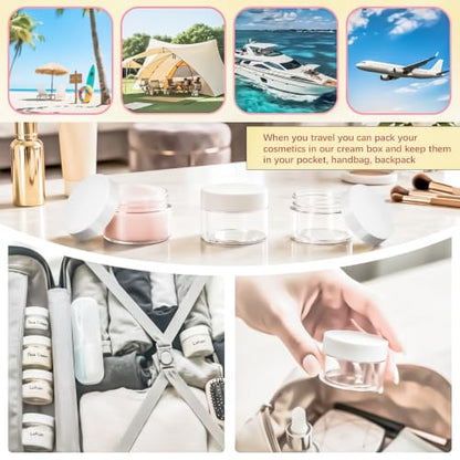 15 Pack 1oz Plastic Jars Round Clear Containers with Lids, 30ml Small Cosmetic Jars Makeup Containers, 1ounce Slime Jar Travel Cosmetic Container for Cream Salves Sample Lip Balm Lotion,White - color: White, size: 1oz-15pack