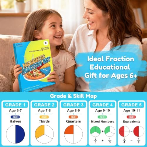 Larger 11.5" Magnetic Fraction Playbook - Montessori Math Manipulatives