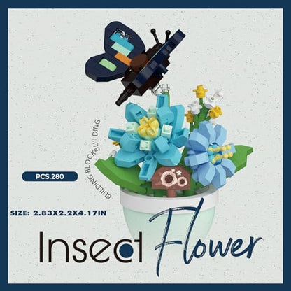Blue Rosa Butterfly Mini Flower Bonsai Building Toy Set - style: Blue Rosa Butterfly