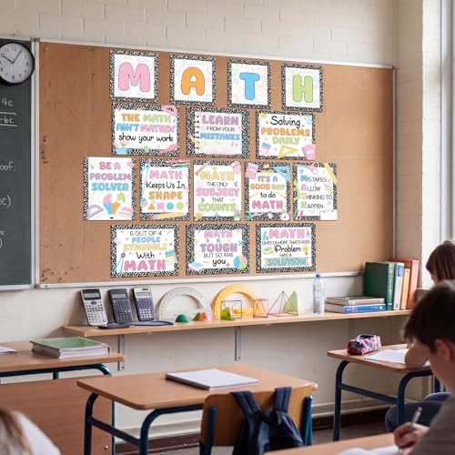 Marspark 15 Pcs Composition Notebook Math Posters for Classroom - style: Math