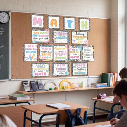 Marspark 15 Pcs Composition Notebook Math Posters for Classroom - style: Math