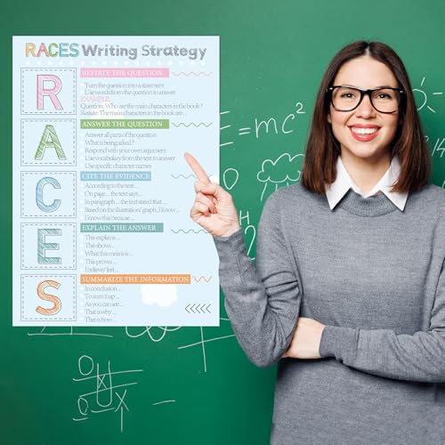 Races Writing Strategy Posters Set of 2 for Classroom Decorations, Back to School Parts of Speech Writing Process Poster Wall Decor for Primary Middle High School English Teacher Must Haves Supplies - style: Writing