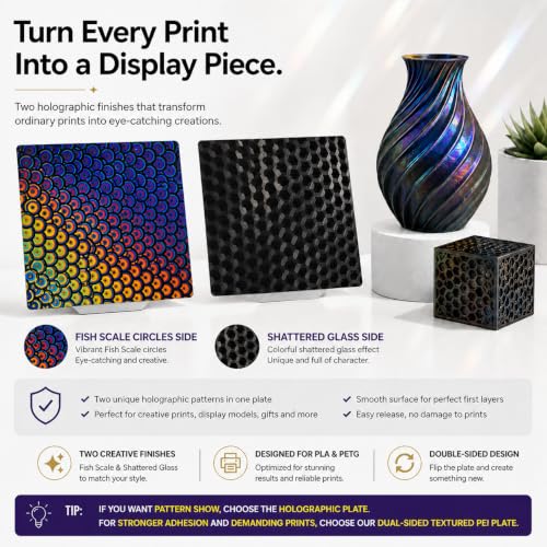Double Sided 370x370mm K2 Plus Build Plate Flexible Platform - style: 370x370mm-A Colorful+Black