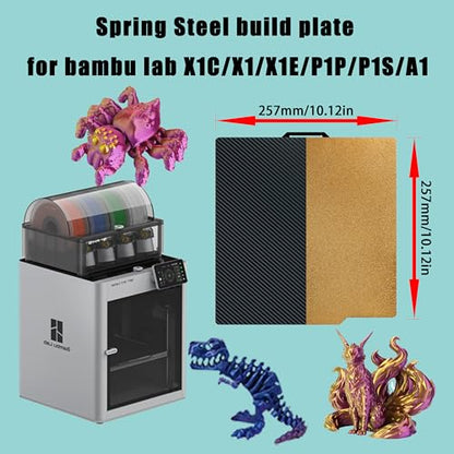 Tinytrees Build Plate for Bambu Lab P1S P2S A1 X1C X1 X1E P1P: Smooth PEI H1H Carbon PET PEO PEY Sheet Bed Plate P1S Build Plate for 3D Printing Hobbyist, 257 X 257mm - style: Smooth PET+Textured PEI