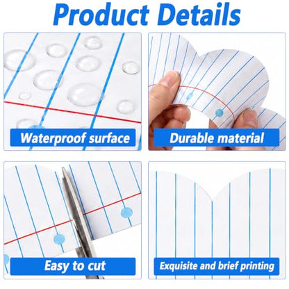 72ft Notebook Paper Bulletin Board Borders Lined Paper Pattern Scalloped Border Trim Composition Notebook Classroom Decor for Back to School Classroom Party Home Office Chalkboard Wall Decor - style: Notebook Paper