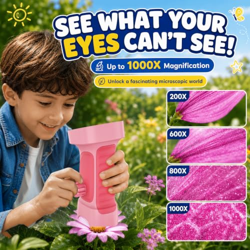 1000X Handheld Digital Microscope for Kids: Explorer 4K Magnifying Glass - color: Pink