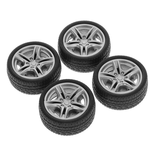 4Pcs Black Tires, 48mm Simulation Rubber Wheel Tire Toy Model DIY RC Spare Parts, Remote Vehicles Parts, Easy Installation Small in Size