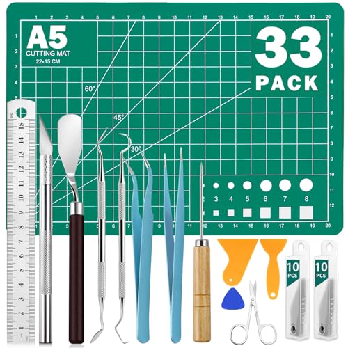 CLOYAN 33pcs Weeding Tools for Vinyl Set, Precision Craft Vinyl Weeding Tools Kit for Scrapbooking, Weeding Vinyl, DIY Art Work Cutting, Lettering, Splicing. - size: A5 Vinyl Weeding Tool Kit