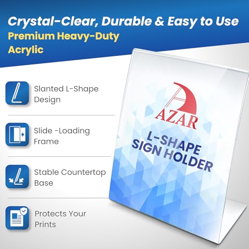 Azar Displays 112720 5.5" W x 7" H Vertical L-Shaped Sign Holder-10pk - size: 5.5 in W x 7 in H Vertical