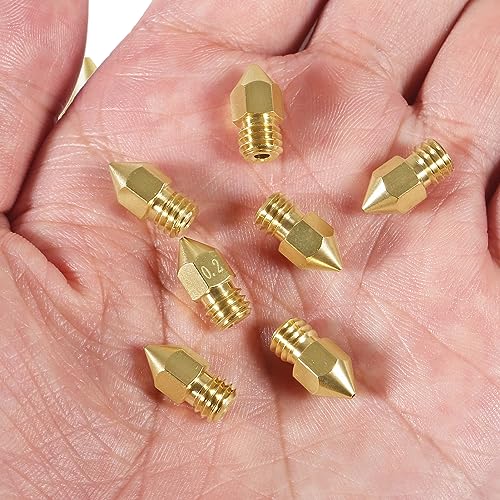 Aokin 10 Pcs 0.4mm 3D Printer Nozzles MK8 Extruder Nozzles and 5 Pcs 0.35mm Stainless Steel Nozzle Cleaning Needles for Creality Ender 3/3 Pro/3 V2, Ender 5/5 Pro, CR-10/10S, Makerbot, Anet A8 - color: 0.4mm