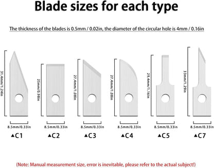 CK01 Ultrasonic Cutter Knife C3 Blade 100pcs | 60˚ Sharp Edge | Larger Contact Surface for Deburring, Precision Cutting & Stripping Wood, Plastic, Leather, Gaskets(C3-Sharp Edge Blade) - style: C3-Sharp Edge Blade