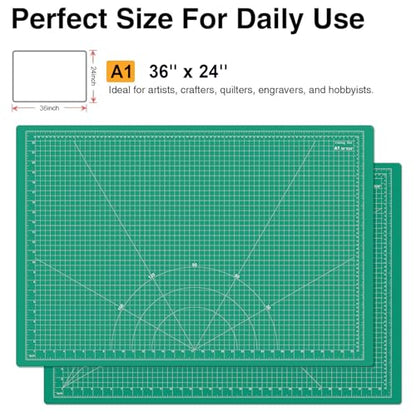DIYSELF 36in×24in Cutting Mat, A1 Self Healing Craft Mat for Sewing - color: Green, size: 36"L x 24"W