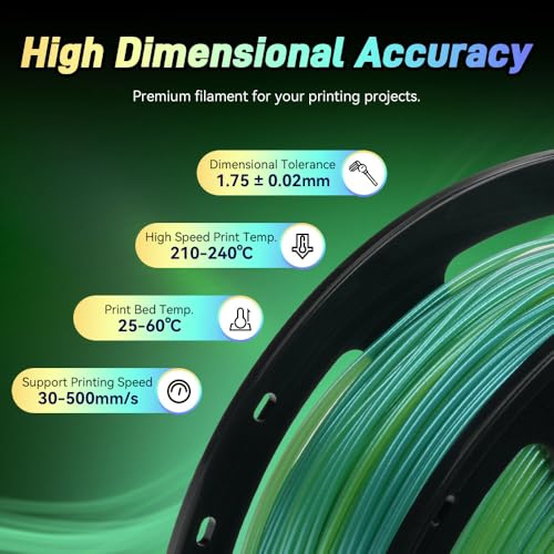 FLASHFORGE Chameleon Gradient Rapid PLA Filament Yellow & Green, High Speed PLA Filament 1.75mm Max 500mm/s Fast Printing, Displays Shimmering Effects from Various Angles and Light - color: Chameleon Gradient Yellow & Green