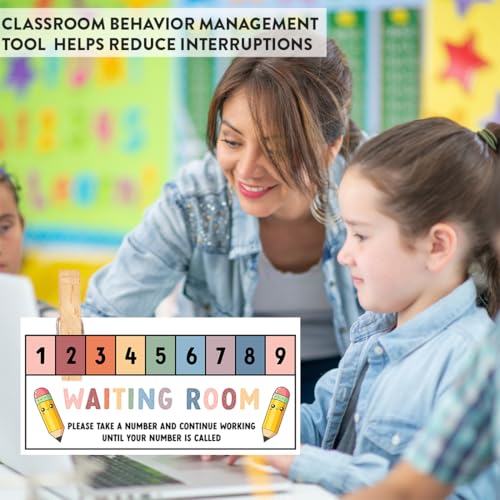 Andaz Press Boho Pastel Teacher Waiting Room Sign, Please Take a Number Classroom Poster for Student Management, Teacher Waiting in Line System, Behavior Management Visual Aid, 8.5x11 Thick Cardstock - color: Boho Pastel Teacher Waiting Room Sign
