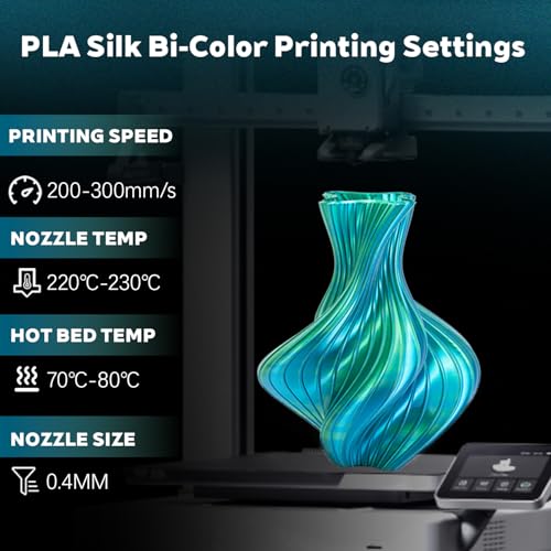 Silk Dual Color Blue Green PLA 1.75mm 1kg Shiny 3D Printer Filament FDM AMS - color: A_pla-2ssc-01 Silk Blue+green