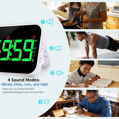 TXL Digital Timer for Classroom, Pomodoro & Kitchen, Rechargeable Magnetic Countdown Timer with Large LED Display, Loud Alarm, 3 Volume Levels, Vibration Mode & 3 Brightness Settings - style: Regular Version