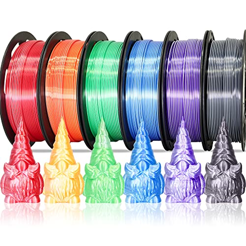 MIKA3D Dual Color 1.75mm 3D Printer Filament Bundle, 3D Printing Silk PLA 6 Spools Pack, Silk White Purple,White Blue,White Orange,WhiteBlack, WhiteGreen, WhiteRed,3D Printing PLA 250g X 6 Spools - color: 6 Spools - Dual Color White Purple/White Blue/Whit