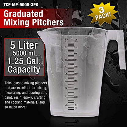TCP Global 5 Liter (5000ml) Plastic Graduated Measuring and Mixing - size: 5000ml