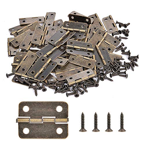 60Pcs Mini Antique Bronze Hinges for Jewelry Box Bird House Handmade Crafts - color: Bronze