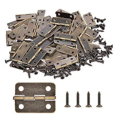 60Pcs Mini Antique Bronze Hinges for Jewelry Box Bird House Handmade Crafts - color: Bronze