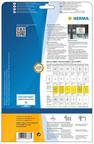 HERMA Self Adhesive Film Labels, 2 Labels per A4 Sheet, 25 Sheets, 190 x 135 mm, 50 Labels, Blank Weatherproof Labels Stickers, Sticky Labels for Laser & Inkjet Printer, White - size: 190 x 135 mm, style: 25 Sheets
