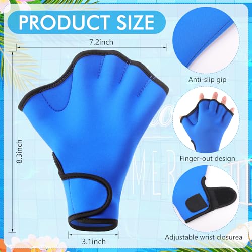 Seenelling Water Aerobics Set for Adults Neoprene Swim Gloves 2 Foam Aquatic Dumbbells Pool Exercise Equipment Water Weights for Aquatic Fitness Low Impact Pool Workouts - color: Blue