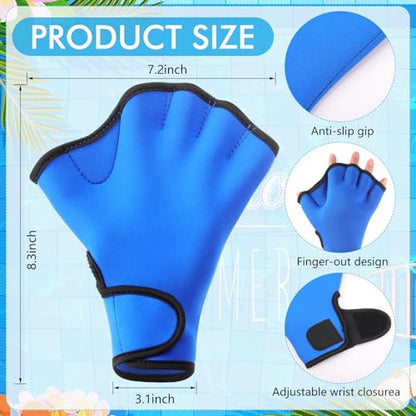 Seenelling Water Aerobics Set for Adults Neoprene Swim Gloves 2 Foam Aquatic Dumbbells Pool Exercise Equipment Water Weights for Aquatic Fitness Low Impact Pool Workouts - color: Blue