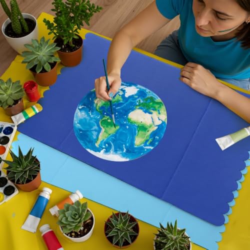 Mooliwe 21" X 14" 4 Pack Scalloped Trifold Poster Board, Blue Tones - color: Blue Tones, size: 21" X 14"