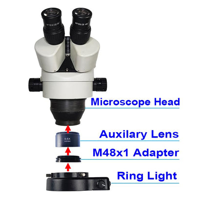 144 64 LED Ring Light Illuminator for Stereo Microscope, Adjustable Ring Light Lamp Industry Monocular Binocular Trinocular Soldering Stereo Repairing Microscope Video Camera (64 LED Detachable Plug) - color: 144 Detachable Plug