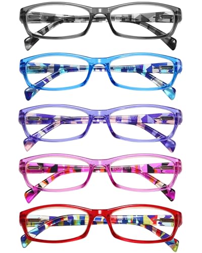 Gaoye Reading Glasses for Women, 5 pack Fashion Readers for Women Spring Hinge Eye Glasses, Blue Light Reading Glasses - color: 5 Pack