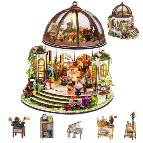 Hanging Garden DIY Miniature House Kit,Wooden Dollhouse with LED for Adults - style: Hanging Garden