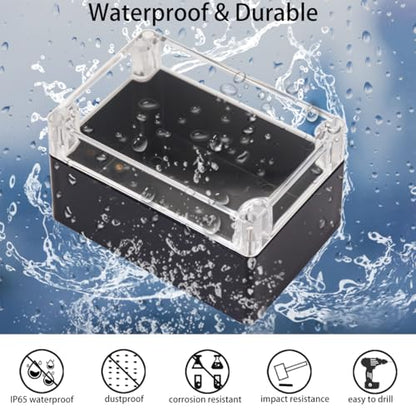 Project Box IP65 Waterproof Junction Box ABS Plastic Black Electrical Boxes DIY Electronic Project Case Power Enclosure Clear Cover 4.72"x4.72"x3.54" - color: Clear, size: 4.72"x4.72"x3.54"