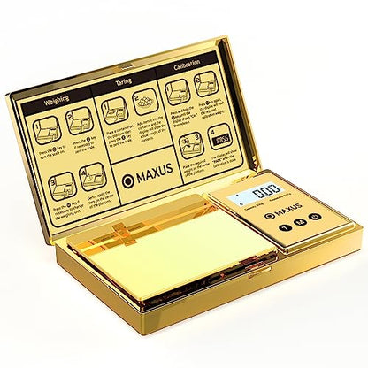 MAXUS Digital Gram Scale 200g x 0.01g, Gold Pocket Scale for Jewelry, Food - color: Gold