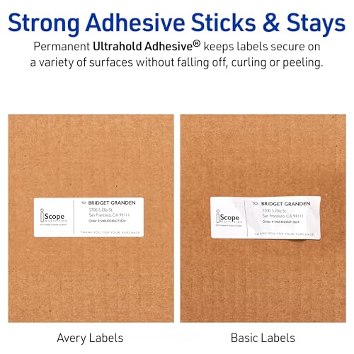 Avery Durable Waterproof Shipping Labels with Sure Feed Technology, 3-1/3" x 4", White, Laser Compatible, 300 Blank Labels Total, Great for Mailing, Branding, and More (5524) (Pack of 5) - size: 3 1/3" x 4" (Pack of 5), style: 300 labels