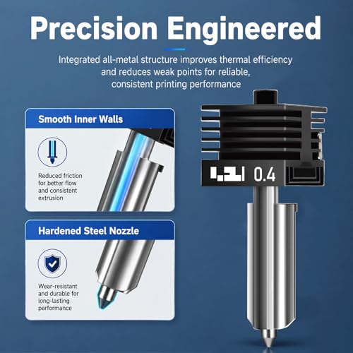 4PCS Hardened Steel Hotend Nozzle Set (0.2/0.4/0.6/0.8mm) Compatible with Bambu Lab X2D P2S H2S H2D, All-Metal Quick Swap Nozzles, Includes 8 Silicone Socks - color: 4PCS, size: 0.2/0.4/0.6/0.8mm
