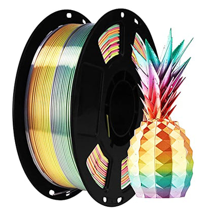 BBLIFE Silk Shiny Multi Color Fast Change Rainbow PLA Filament, 1kg 2.2lbs 1.75mm 3D Printing Material, Widely Support for FDM 3D Printer, Easy to Print - color: Rainbow