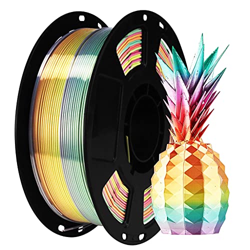 BBLIFE Silk Shiny Multi Color Fast Change Rainbow PLA Filament, 1kg 2.2lbs 1.75mm 3D Printing Material, Widely Support for FDM 3D Printer, Easy to Print - color: Rainbow