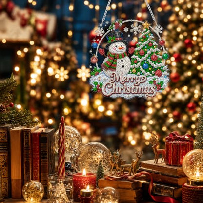 Eiflow Hanging Christmas Pearl Art Kit for Adults Snowman - color: Merry Christmas