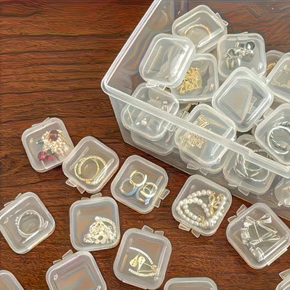 20PCS,Mini Transparent Plastic Jewelry Storage Boxes with Lids, Clear Square Containers for Earrings, Pills, Beads, Cosmetics And Craft Supplies | Durable Stackable Small Item Organizers,20PCS - color: 20PCS