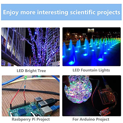 Adeept Clear LED Diodes, 3mm 5mm 2 Pin Round Assorted 5 Colors Kit, 500 Pcs - style: 500pcs-5mm LED
