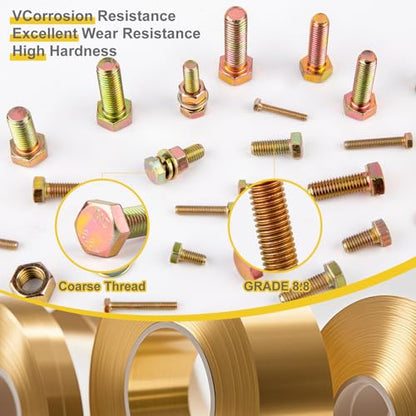 1085pcs Metric Bolt Assortment Kit -8.8 Grade, M4 M5 M6 M8 M10 M12 Heavy Duty Hex Bolts, Nuts Kit with Universal Socket, Yellow Zinc Plating, Durable Storage Case for DIY, Automotive, Length:12-40mm - size: M4 M5 M6 M8 M10 M12-1085pcs