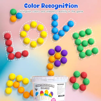 NEOROD Ice Cream Toys for Toddlers 1-5, Montessori Counting Manipulatives - style: ice cream