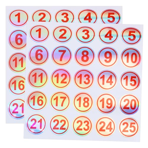 Mini Skater Laser Consecutive Number Stickers 1 to 25 Waterproof Round Labels Inventory Stickers 0.78 Inch Self Adhesive Number Decals for Classroom Office Indoor Storage Boxes (Red) - color: Red