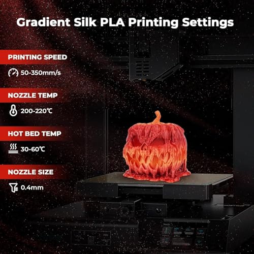 AMOLEN Silk PLA Gradient 3D Printing Filament, 1KG Spool 1.75mm Silk Shiny Red Gold Gradient Printer Filament 2.2lb Brighter New Version, Compatible with 3D Printer and 3D Pen - color: Silk Gradient Red Gold (Brighter Version)