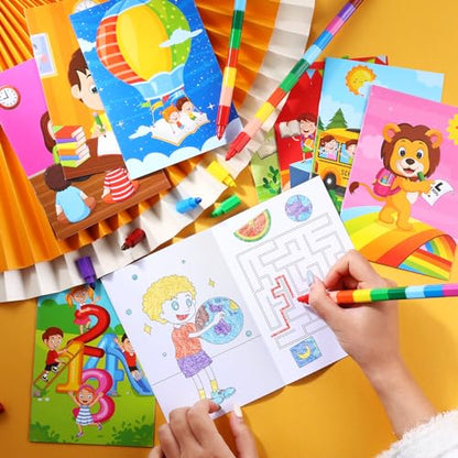 BenLouis 24 Kindergarten Coloring Books with 24 Crayons for Kids Bulk - style: Preschool